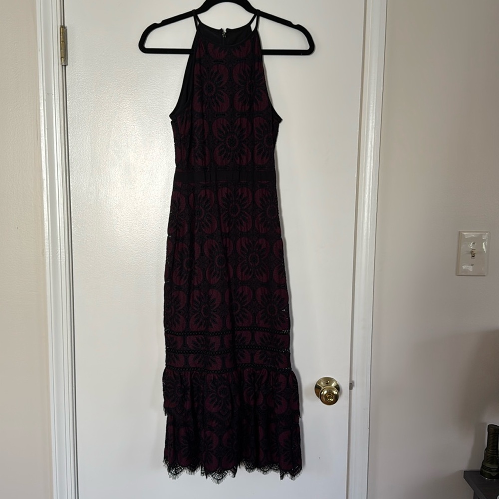 Banana Repulic Burgundy & Black lace dress